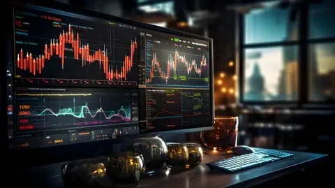 Trading desk with live charts